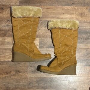 Y2K Wedge Boots with Faux Fur